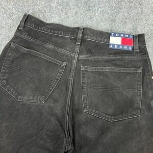 Vintage Y2K Tommy Jeans Flag Logo 2001 Black Denim Jeans TAG 36x34 MEA 34x34